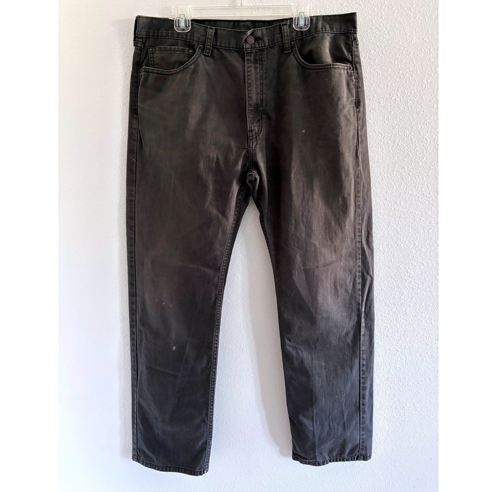 Levis 505 Jeans Mens 38x32‎ Regular Fit Mid Rise Black Wash Denim Classic